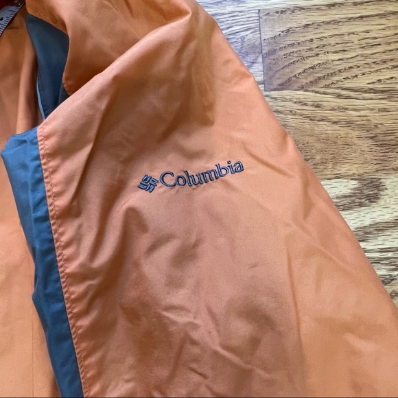 Columbia Youth 18/20 Orange Gray Hooded Rain Jacket Windbreaker - Picture 8 of 8